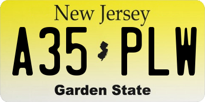 NJ license plate A35PLW