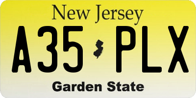NJ license plate A35PLX