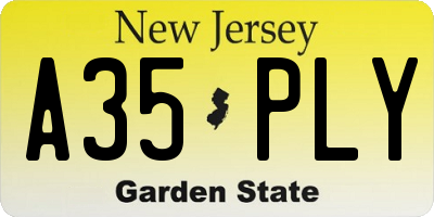 NJ license plate A35PLY