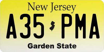 NJ license plate A35PMA