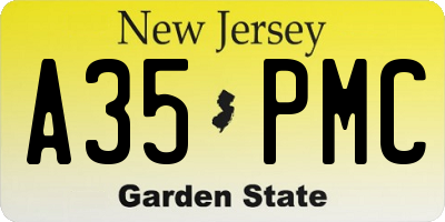 NJ license plate A35PMC