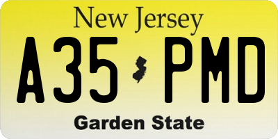 NJ license plate A35PMD
