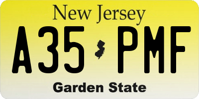 NJ license plate A35PMF
