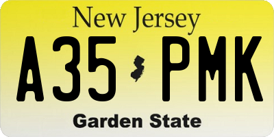 NJ license plate A35PMK