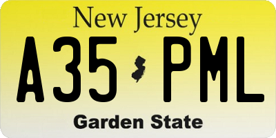 NJ license plate A35PML