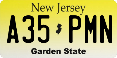 NJ license plate A35PMN