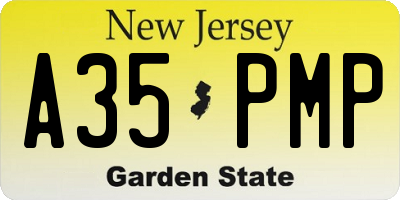 NJ license plate A35PMP