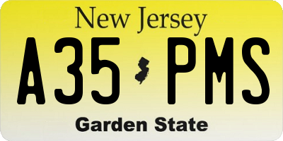 NJ license plate A35PMS