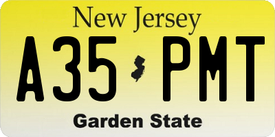 NJ license plate A35PMT