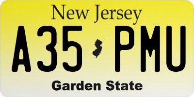 NJ license plate A35PMU