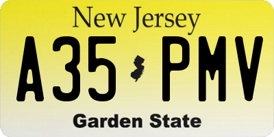 NJ license plate A35PMV