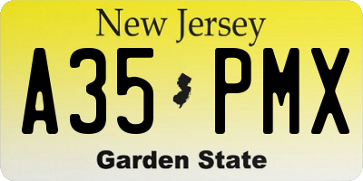 NJ license plate A35PMX