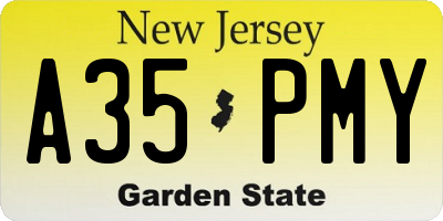 NJ license plate A35PMY