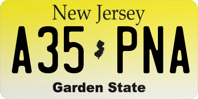 NJ license plate A35PNA