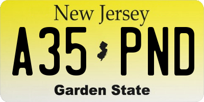 NJ license plate A35PND