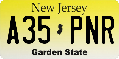 NJ license plate A35PNR