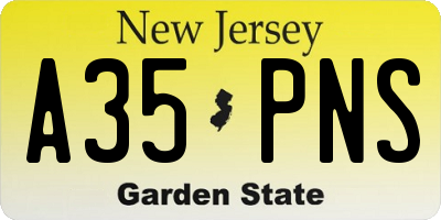 NJ license plate A35PNS