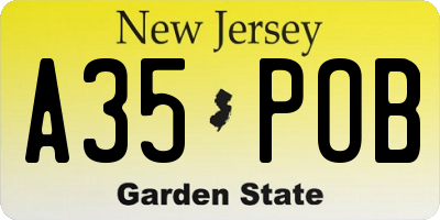 NJ license plate A35POB