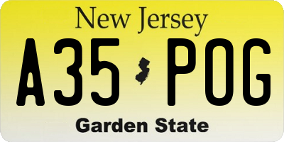 NJ license plate A35POG