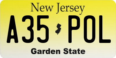 NJ license plate A35POL