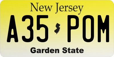 NJ license plate A35POM