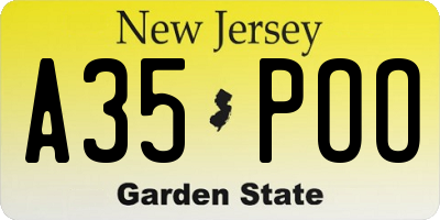NJ license plate A35POO