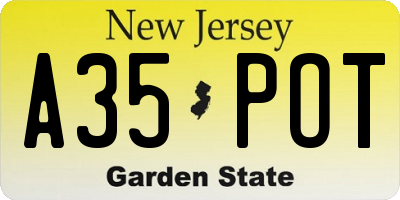 NJ license plate A35POT