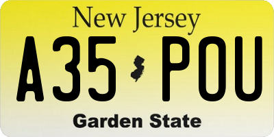 NJ license plate A35POU