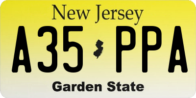NJ license plate A35PPA