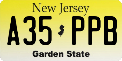 NJ license plate A35PPB