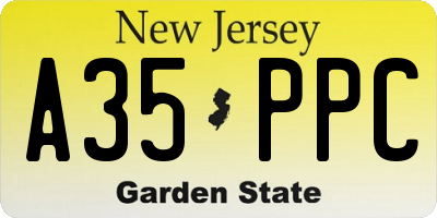 NJ license plate A35PPC