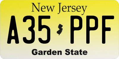 NJ license plate A35PPF