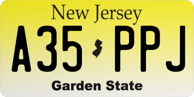 NJ license plate A35PPJ