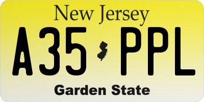 NJ license plate A35PPL