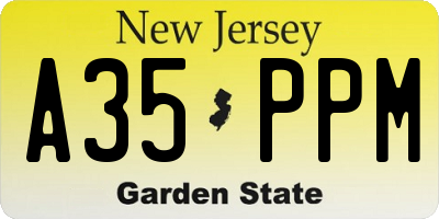 NJ license plate A35PPM