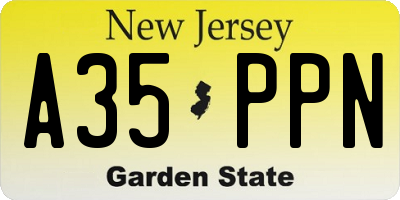 NJ license plate A35PPN