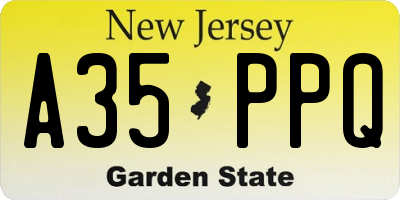 NJ license plate A35PPQ