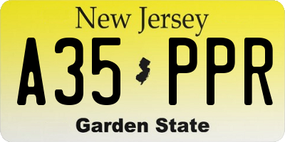 NJ license plate A35PPR