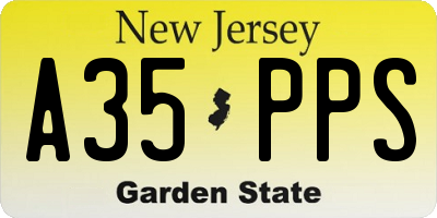 NJ license plate A35PPS