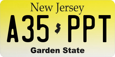 NJ license plate A35PPT