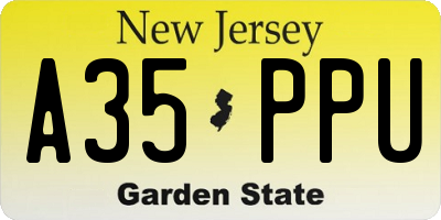 NJ license plate A35PPU