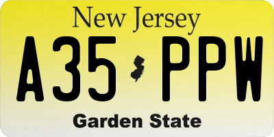 NJ license plate A35PPW