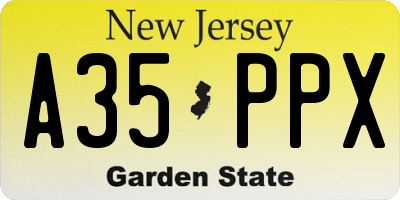NJ license plate A35PPX