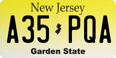 NJ license plate A35PQA