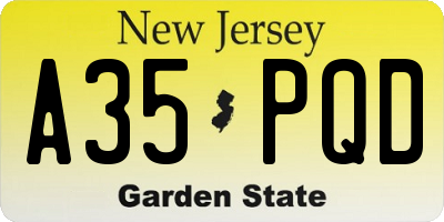 NJ license plate A35PQD