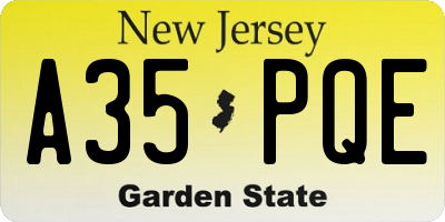 NJ license plate A35PQE