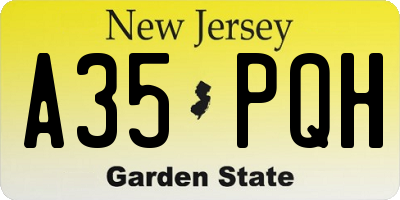 NJ license plate A35PQH