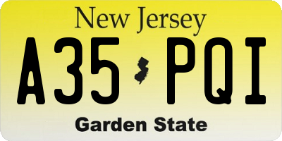 NJ license plate A35PQI