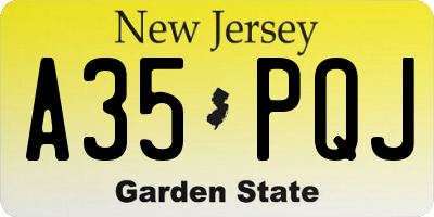 NJ license plate A35PQJ