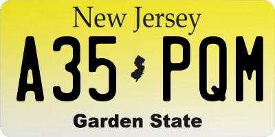 NJ license plate A35PQM